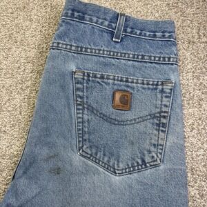 Carhartt Jeans Mens 30x32 Blue Stone Wash Relaxed Fit Tapered Denim B17 STW